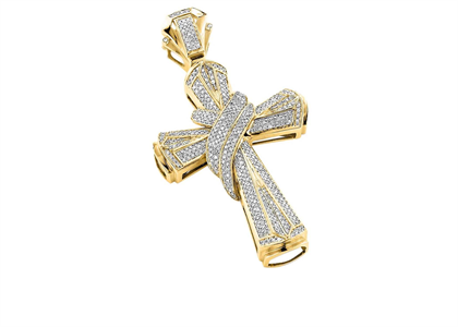 Mens Large Iced Out Cross Pendant